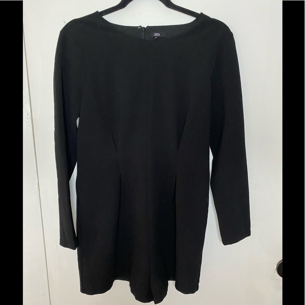 Lucca Couture Long Sleeve Crepe Romper - Black - Picture 2 of 6
